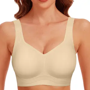 CheChury Womens Wireless Jelly Bra Plus Size Supportive Seamless Bras Full Coverage Push Up Comfortable No Underwire Tshirt Bras