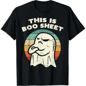 [] Short Sleeve This Is Boo Sheet Ghost Retro Halloween Costume Men Women T-Shirt for Men
