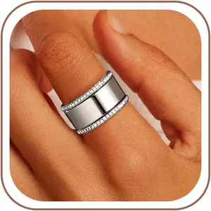 Stackable Rings for Women - 14K Gold Plated Cubic Zirconia Simulated Diamond Oura Stack Rings for Women Size 6-10