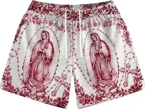 Unisex Red Sacred Rose Mesh Shorts – Bether Divine Icon Edition
