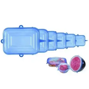 Silicone fresh-keeping cover 6-piece set, elastic and suitable for round containers, refrigerator and microwave oven, high-transparency visual window non-slip fresh-keeping cover, heat-resistant and crack-proof kitchen artifact