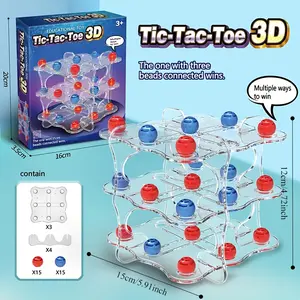 3D Tic-Tac-Toe Marble Toy - Tic-Tac-Toe Board Maze Puzzles, Educational & Entertaining Game, Enhances Parent-Child Interaction, Develops Logical Thinking & Strategic Skills, Ideal for Family Birthday Entertainment