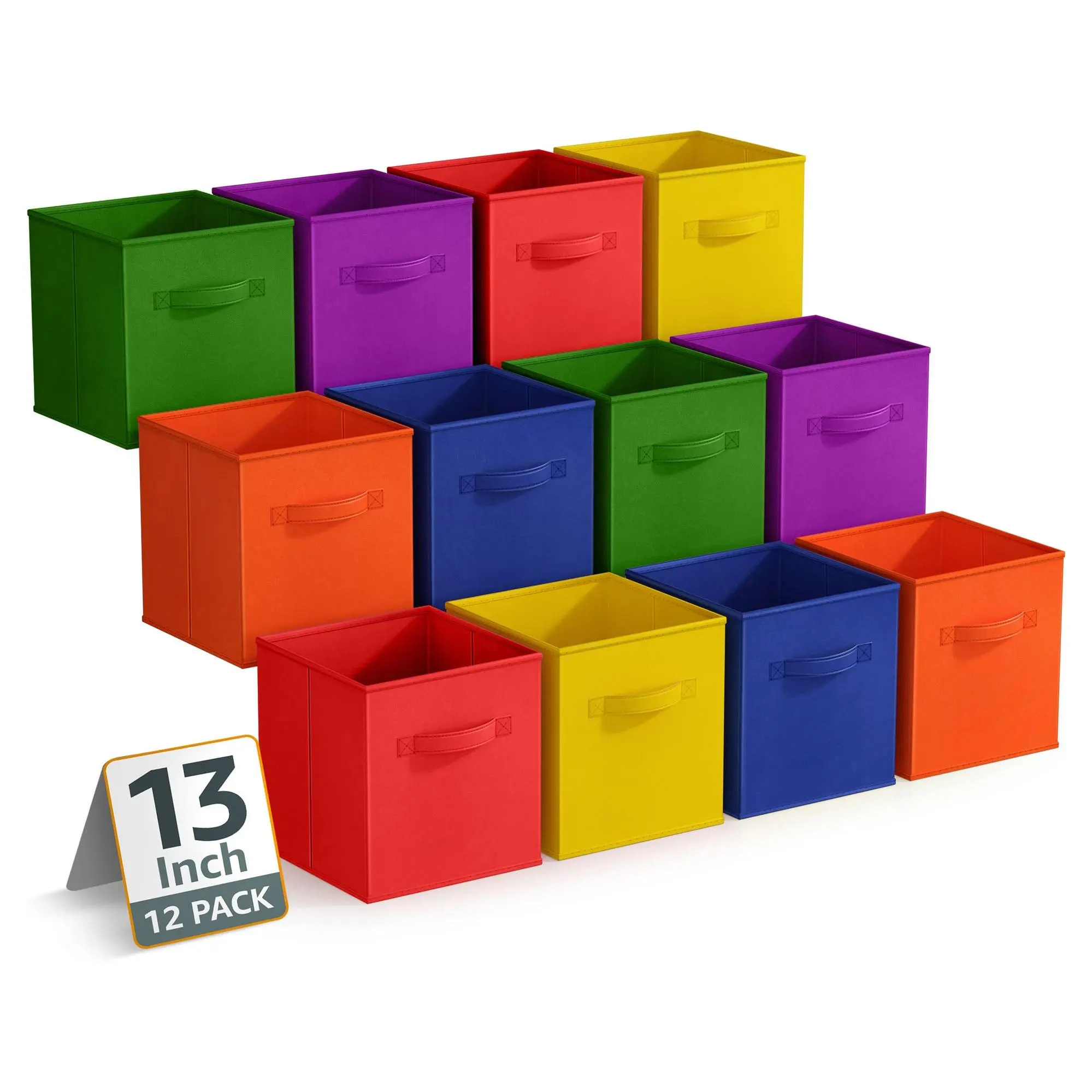 Sorbus 13" Storage Bins with Handles, 12 Pk Multicolored Set 2