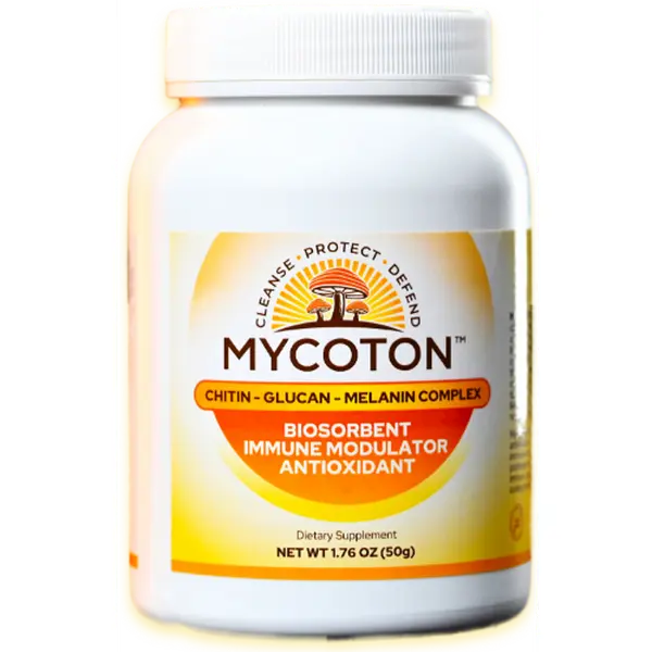 MYCOTON Chitin, Glucan, Melanin Complex - Biosorbent Immune Modulator Antioxidant - Dietary Supplement, Mushroom, Inflammation, Immune System, Detoxification, Gut Health, SIBO, IBS, Brain Fog, Energy, Fatigue, GI support, Digestion, Constipation.