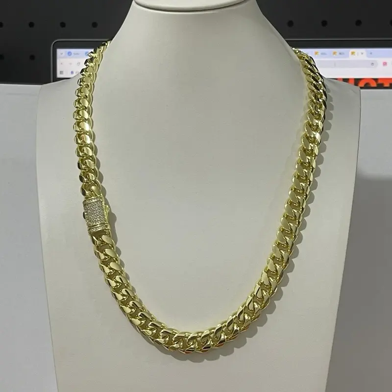 Orly Luxury Cuban Chain for Men 10mm Stainless Steel Gold Finish Premium 22" 24" Necklace