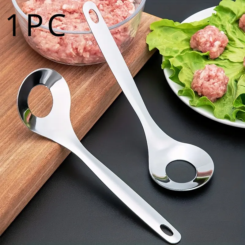 1 Pc Stainless Steel Meatball Maker, Meatball Spoon, Nonstick Meat Ball Maker With Long Handle, Meat Ball Maker Suitable For Family Restaurant, Tableware, Kitchen Utensils, Kitchen Accessories
