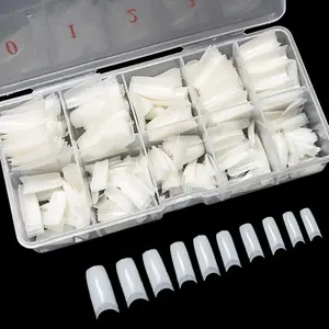 500PCS Soft Gel False Nails Tips - Half Cover Acrylic Nail Tips 10 Sizes Lady French Style Acrylic Artificial Tip Manicure with Box for Nail Tips Art Salons and Home DIY
