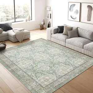 Vintage Floral Pattern Area Rug, 1 Count Non-slip Washable Large Area Rug, Decorative Carpet for Home Living Room Bedroom Dining Room, Boho Floral Rug
