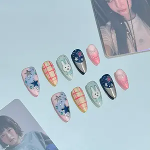 RosePop | NewJeans-Inspired Press-On Nails (Basic Almond)