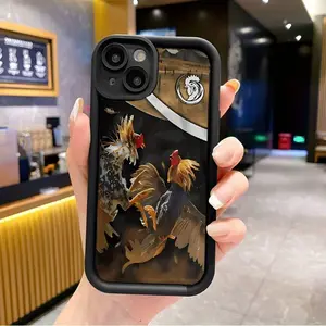 Suitable For iPhone 16 15 Pro Max Plus 14 13 12 11 X XR Creative Rooster Fighting Pattern Design Rugged Durable shockproof Anti-Scratch Soft Silicone Case Protector Screen Protector