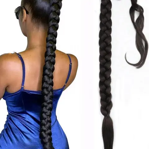 Women's Long Braided Ponytail Extension, Synthetic Hair Extensions, Straight Wrap-Around Design, Natural Soft Synthetic Hair, Perfect for Halloween & Christmas Gifts, Ponytail Hairpiece
