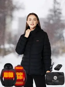 Norwell Heated Hoodie Jacket for Men Women with 7.4V/3A 5000mAh Battery Pack, Dual Control 5Heat Zones Waterproof Comfort Basic Coat,Unisex Winter Outdoor Heating Jacket Hunting Skiing Black,Valentine's Day,Father's Day,Christmas Gift【Includes Power Bank】