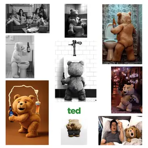 NBHYK Ted Movie Poster Teddy Bear Print Black & White Wall Art for Bathroom Restroom Nursery Kids Room Eco-Friendly Fade-Resistant Waterproof Canvas Decor Hotel Restaurant Bar Artistic