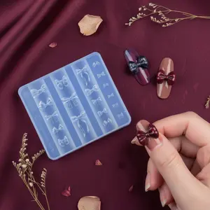 3D Bow Nail Art Mold, Multi-Style Ribbon Bow Silicone Carving Mold, DIY Nail Embellishments, Resin Craft Making, Jewelry Accent Creation