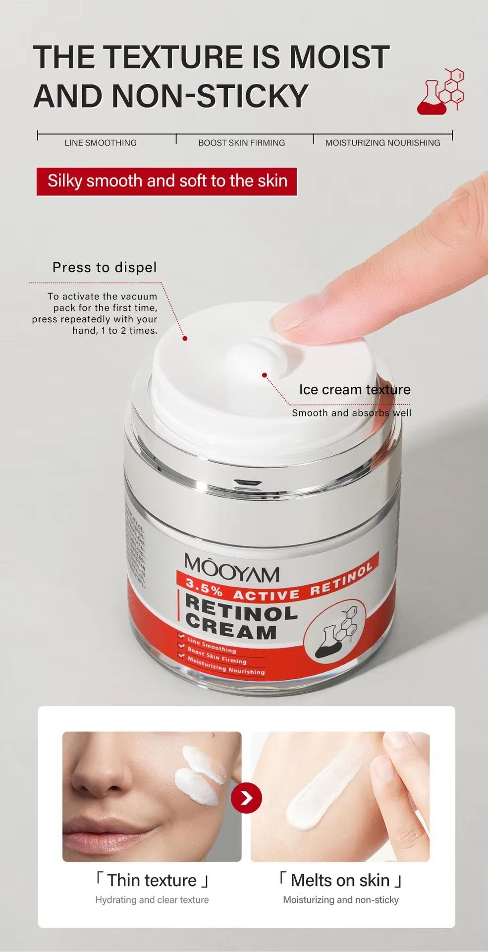 MOOYAM Retinol Cream — Hydrating & Anti-Wrinkle Facial Moisturizer | Enhances Skin Firmness | Improves Skin Texture | Long-Lasting Hydration | Suitable for All Skin Types