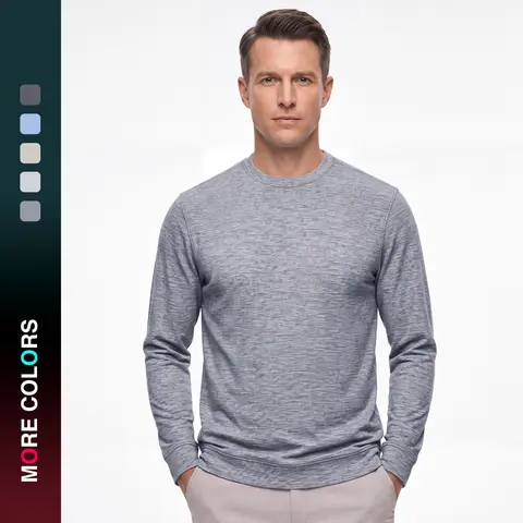 MAELREG Mens Crewneck Long Sleeve T Shirt Soft Stretch Moisture Wicking Performance Athletic Lightweight Autumn Winter Pullover