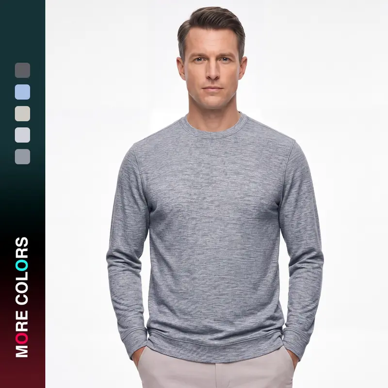 MAELREG Mens Crewneck Long Sleeve T Shirt Soft Stretch Moisture Wicking Performance Athletic Lightweight Autumn Winter Pullover