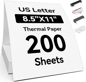 Thermal Printer Paper 8.5x11 Inch, 200 Sheets  Letter Size Continuous Folded Paper, Compatible with M08F/A40, M832, MT810 and Other Portable Thermal Printers, -Proof Packaging (200 Sheets)