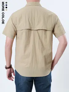 New Dual Pocket Workwear Design, Loose Fit Breathable Summer Commute Outdoor Versatile Men's Shirt, Contemporary Style All Seasons