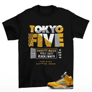Box Label Sneaker Shirt Black to Match A J 5 Tokyo, shirt to match sneaker size S - 5XL