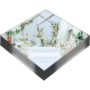 12 Pack Square Mirrors for Centerpieces, 10 x 10 Inch Acrylic Mirror Tray Candle Plates Wall Mounted Mirror Tiles Bulk for Wedding Christmas Table Centerpi