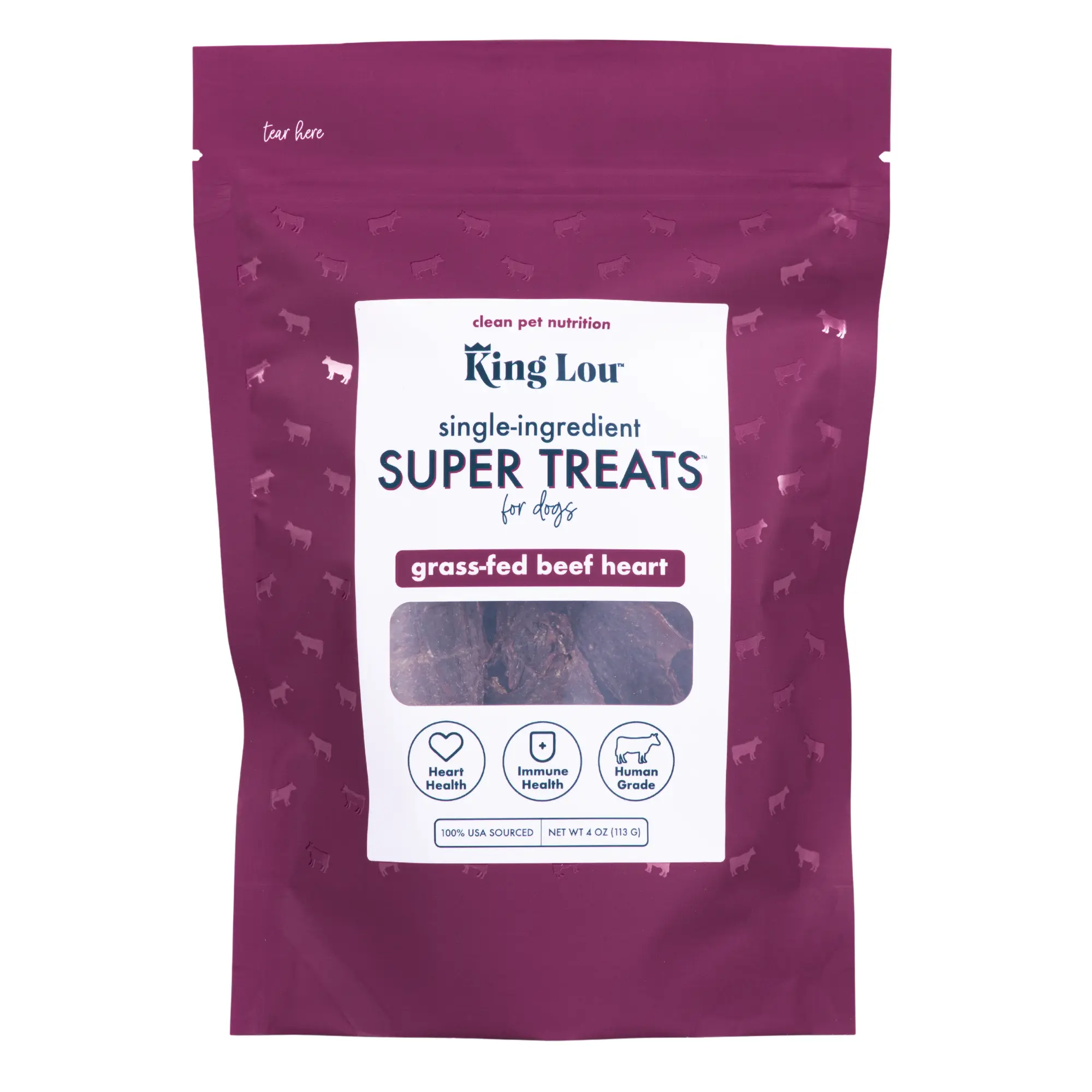 King Lou Beef Heart Jerky Treat for Dogs - Single-Ingredient, Rich in Taurine for Heart Health single  ingredient