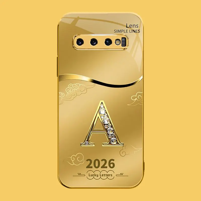 Suitable for [Galaxy S10 4g] high-end phone case🤩，choose from 26 letters of the English alphabet, each with an exquisite auspicious cloud pattern to bring you good luck YM99
