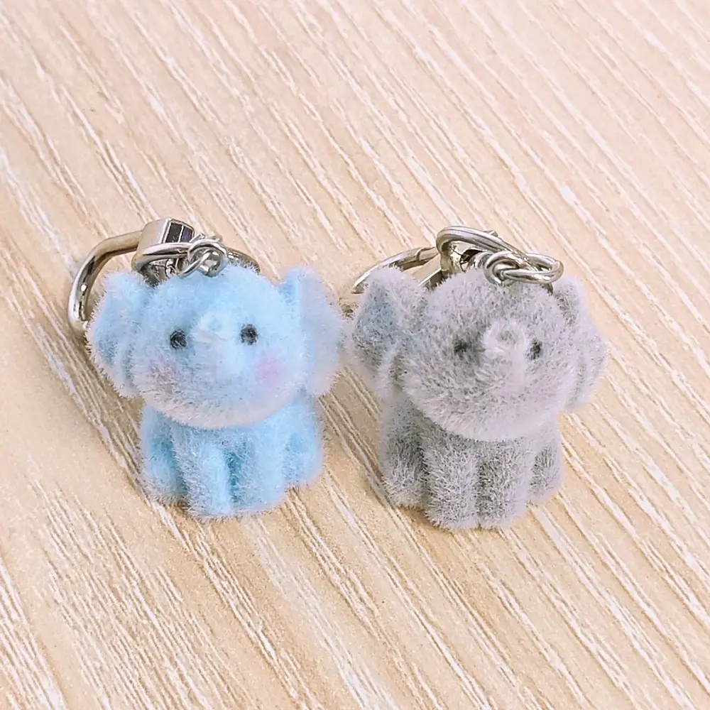1 Pcs Resin Flocking Cartoon Cute Little Elephant Keychain Mobile Phone Decoration Diy Handmade Jewelry Small Pendant