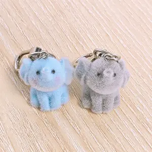 1 Pcs Resin Flocking Cartoon Cute Little Elephant Keychain Mobile Phone Decoration Diy Handmade Jewelry Small Pendant