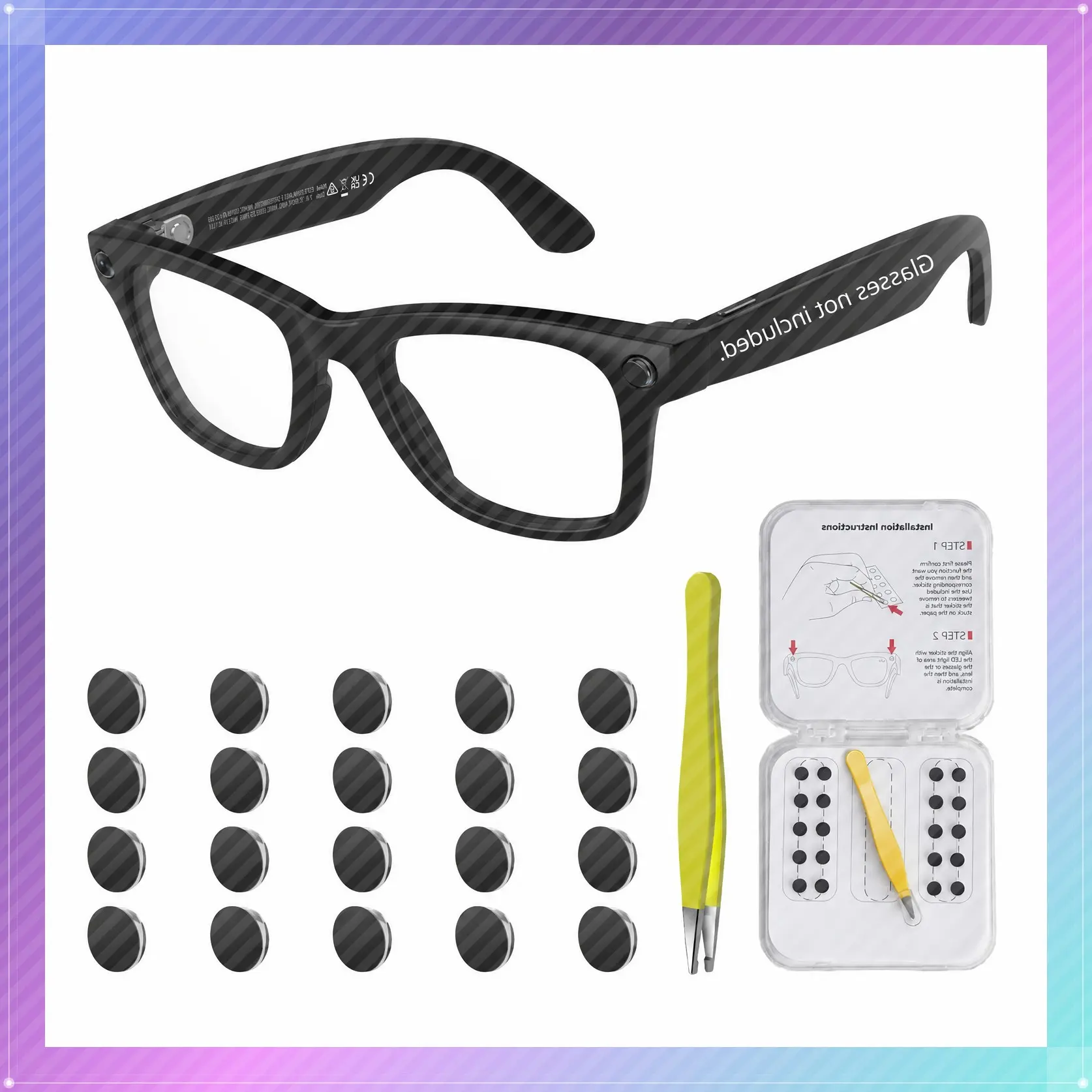 HIBLOKS 20Pcs Adhesive Back LED Light Blocking Stickers - 2026 Upgrade Light Covers, Wayfarer-Style Accessories for Meta Smart Glasses (Gen 2 Compatible Models), Light Cover