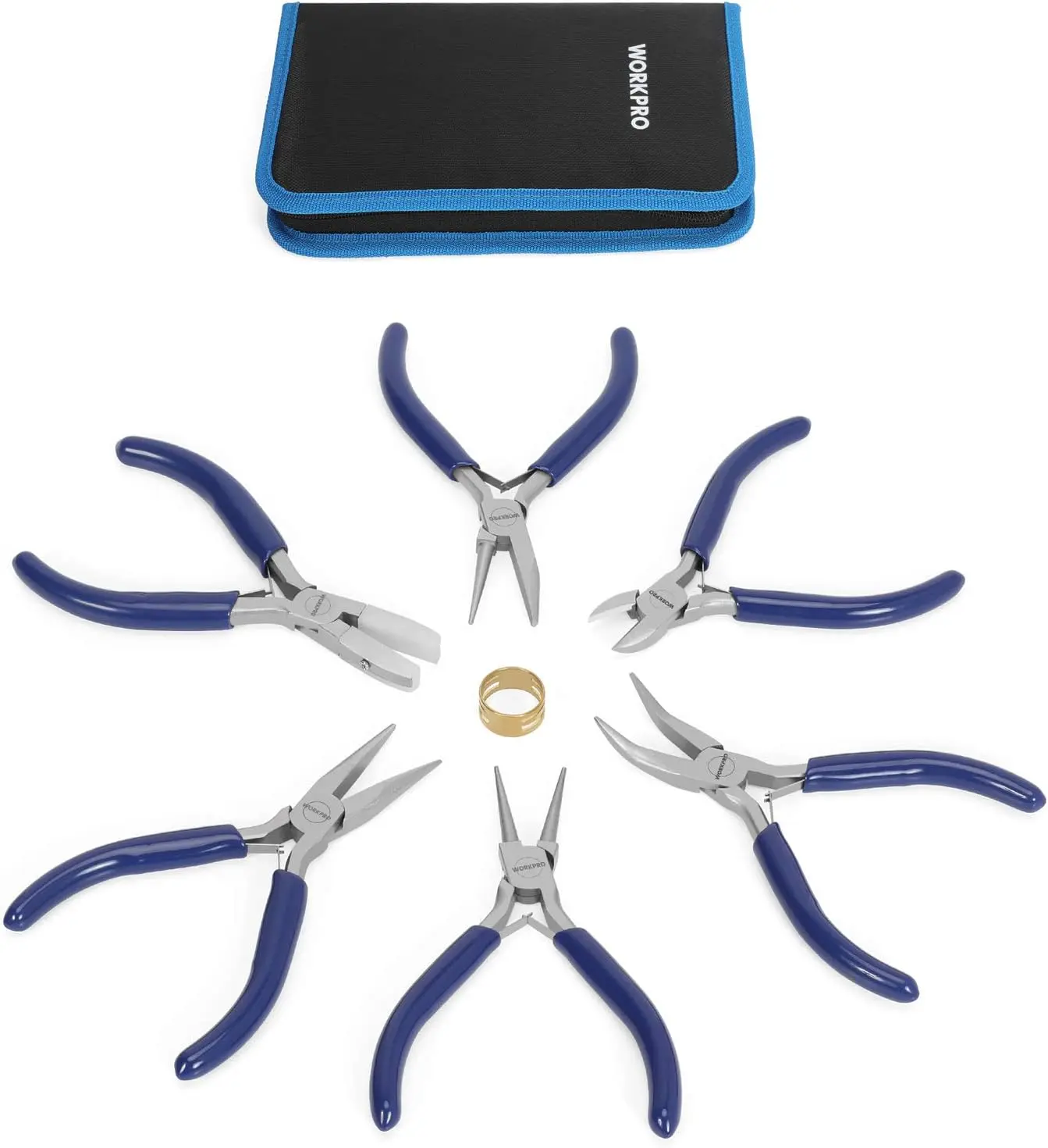 #summersale WORKPRO 7-Piece Jewelry Pliers Set, Professional Jewelry Making Tools with Easy Carrying Pouch, Wire Cutters & Chain Nose Pliers for Craft & Earring Making