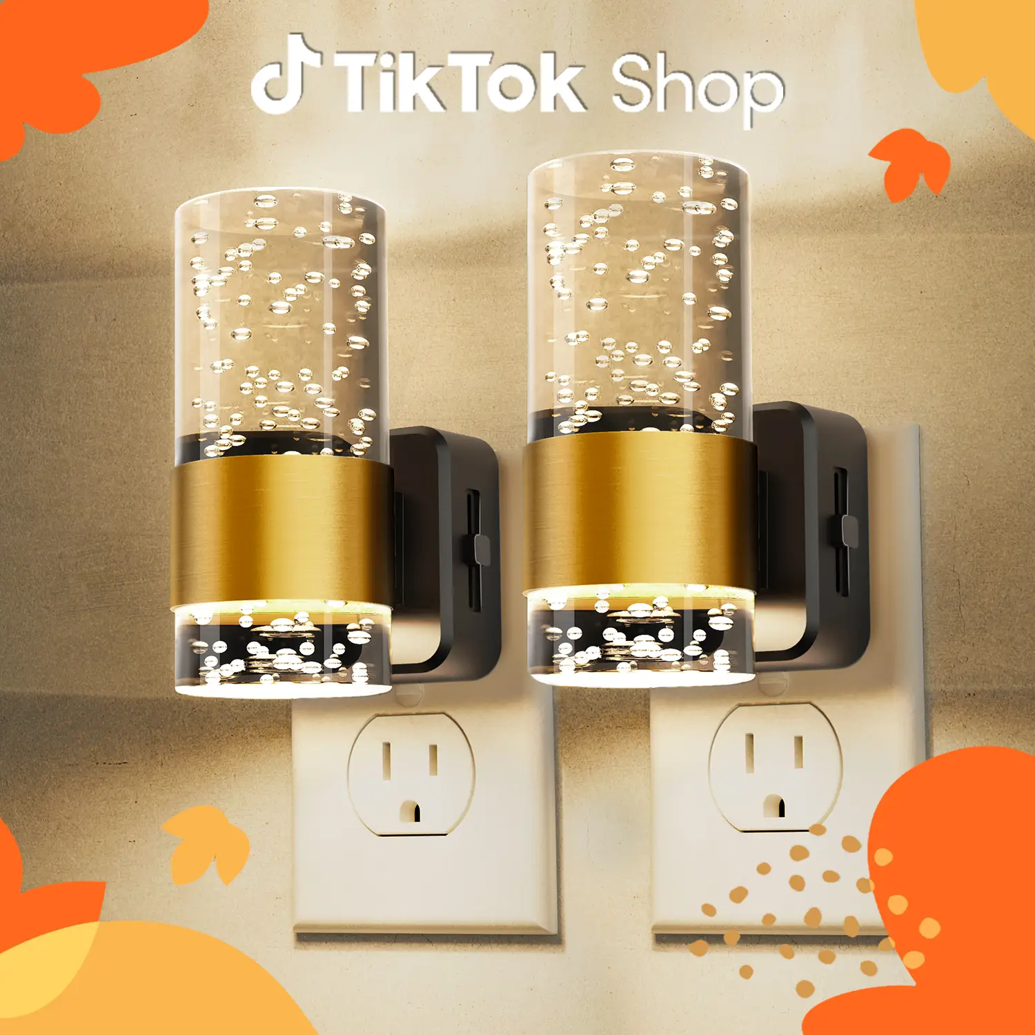 DORESSHOP 2 Packs Acrylic Aesthetics Night Light, Well-Designed Transparent Lamp, Auto Night Light as Living Room Decor, Led Night Lights for Bedroom