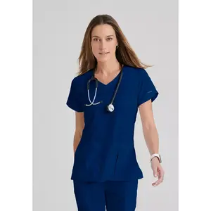 Grey's Anatomy by Barco Classic Women's Cora 4-Pocket Scrub Top Medium Indigo.