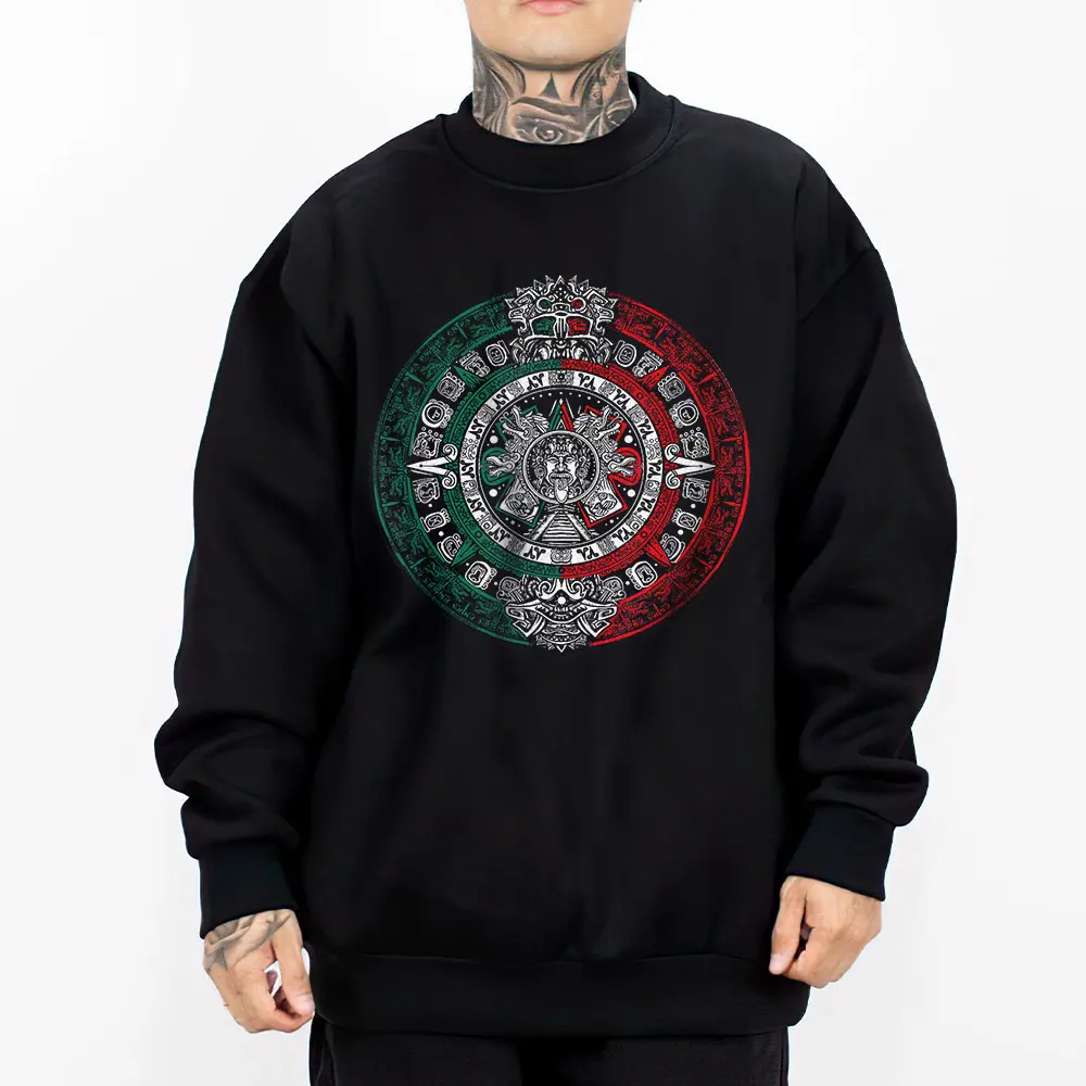 Chicano Clothing, Aztec Art Mex Clothes, Oversized Graphic Tee for Men & Women Medium Heavy Polyester Sweatshirt Loose Fit Casual Streetwear AZT12