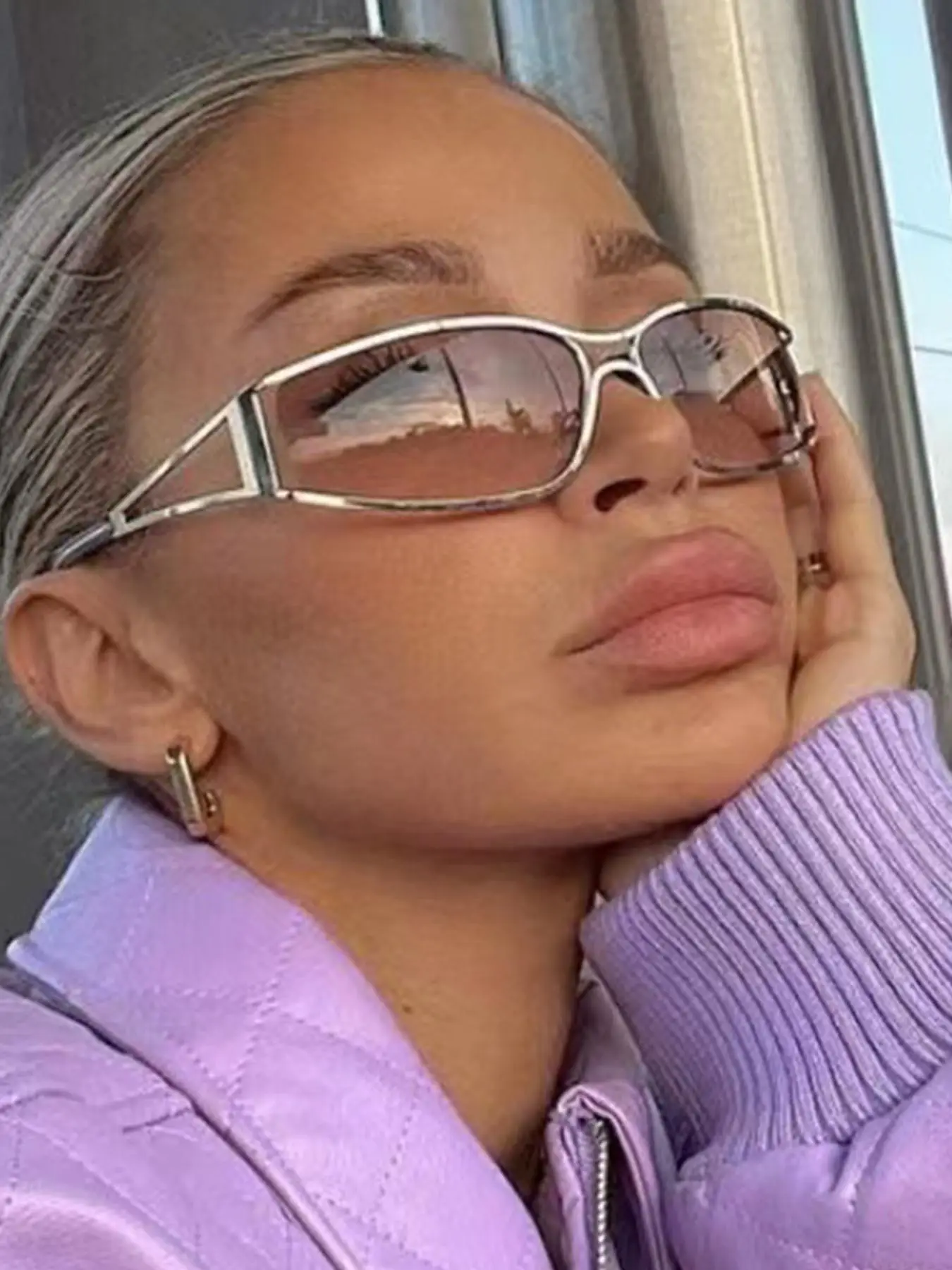 1 Pair Tinted Lens Simple Sunglasses For Everyday Use, Y2k Style Summer Fashion Steampunk Glasses, Travel Accessories