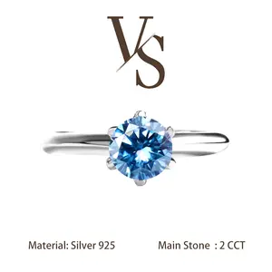 [Venus Jewelry] Synthetic Mossianite 2 CCT Solitaire Dainty Wedding Design Solid Silver 925 Ring