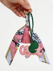 Cartoon Leather Elephant Bag Charm, Cute PU Animal Pendant, Car Keychain, Basket Hanging Decoration, Daily Use Accessory Gift, Purse Accessories