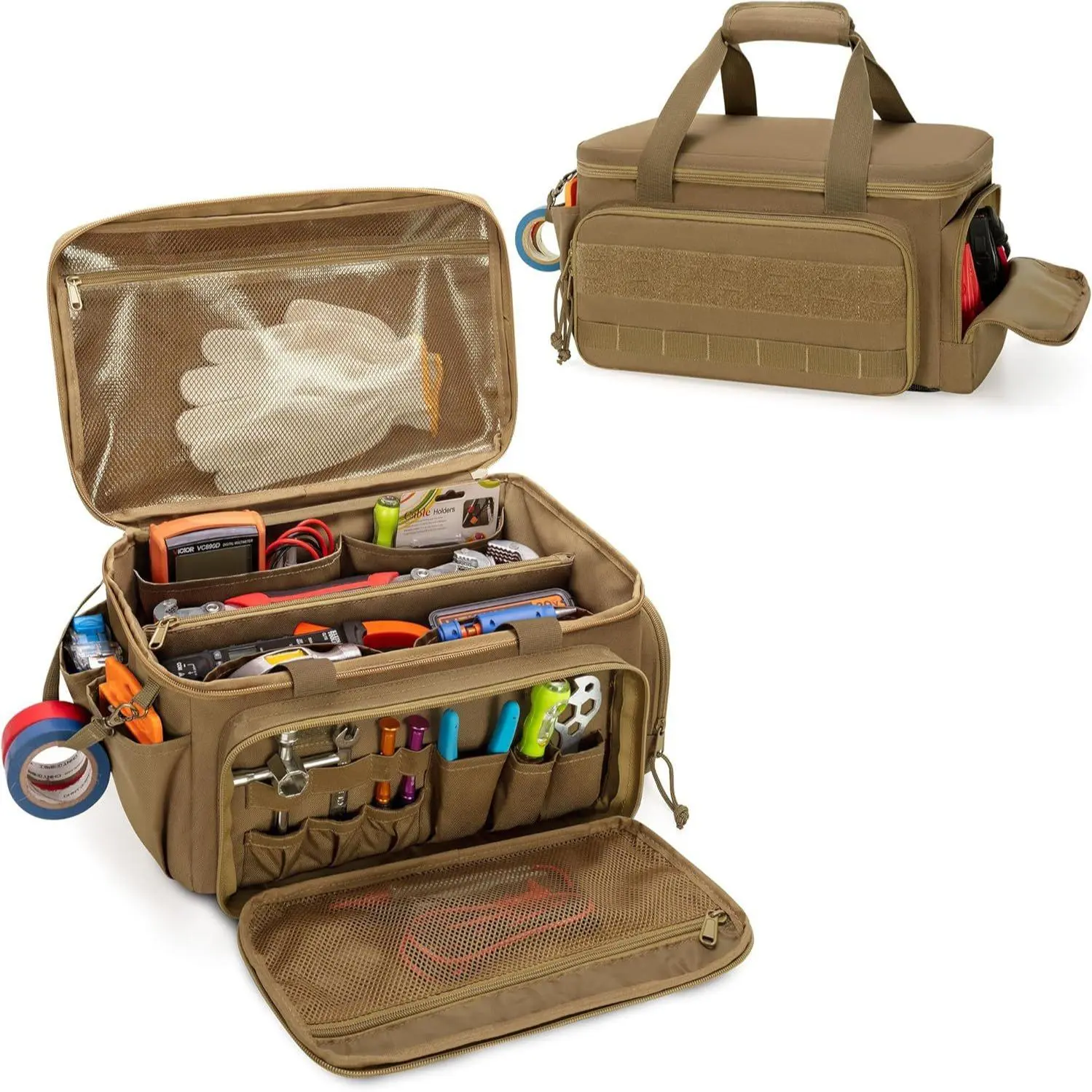 14 Inch Tool Bag, Wide-mouth Tool Bag Organizer, Tool Tote Bags, Portable Mechanic Tool Bag & Plumbing Tool Bag