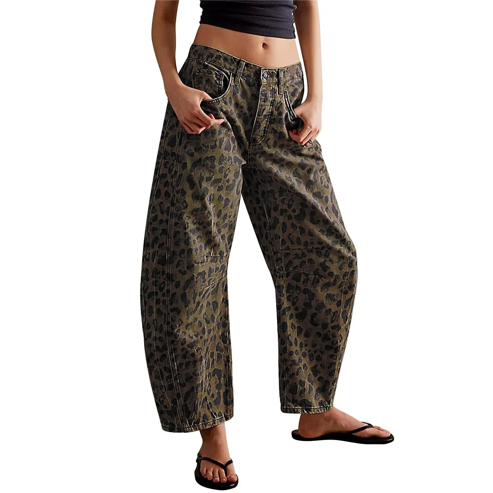 UTCOCO Y2K Vintage Women’s Stretchy Mid-Rise Barrel Jeans | TikTok Baggy Boyfriend Wide Leg Cropped Denim