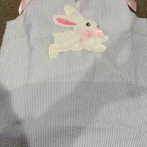 Toddler Baby Little Girl Easter Dress Sleeveless Crew Neck Bunny Embroidery Striped Tank Dress Summer 1-5 Years