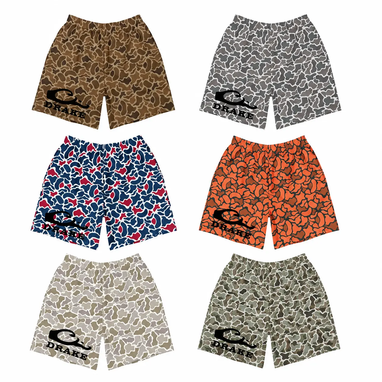 Premium Drake Camo Mesh Shorts Collection – Lightweight Breathable Athletic Shorts for Men & Youth, Quick-Dry Performance Fabric, Elastic Waistband, Relaxed Fit, Outdoor Hunting Style Camouflage Print, Perfect for Gym, Running Beach, Casual Summer Wear Z9