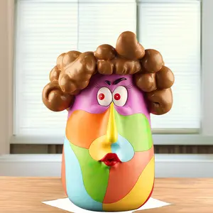 u-wonderful Funky Face Resin Planter - 0-50 cm, 1L Vibrant Pop Art Balloon Hair Head Pot, Glam Indoor Display Vase, Quirky Modern Home Decor, Unique Tabletop Centerpiece, Gift for Plant Lovers
