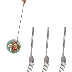 3 count Extendable Forks, BBQ Telescopic Forks Stainless Steel 8.7-25.4Inch Long Handle Fork Barbecue Cutlery Telescopic Toasting Dinner Fruit Dessert (3)