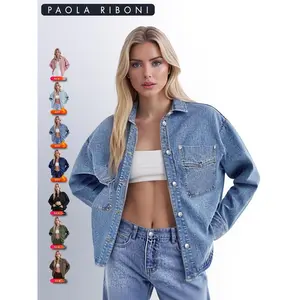 Women's Plain Drop Shoulder Denim Jacket, Casual Outerwear With Pockets For All Seasons