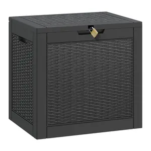 35 Gal Resin Outdoor Storage Box - Water Resistant, UV Resistant Deck Storage Box, Lightweight Durable Patio Organizer for Tools, Cushions