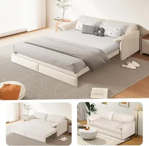 66-Inch Queen Size Convertible Sleeper Sofa Bed, 3-in-1 Pull-Out Futon Loveseat, Velvet Love Seat Couch with Side Pocket for Living Room, Office, Apartment, RV, Hide-A-Bed Fold Out Sofa&Couch couches living room