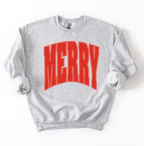 Merry Oversized Print Christmas Sweatshirt