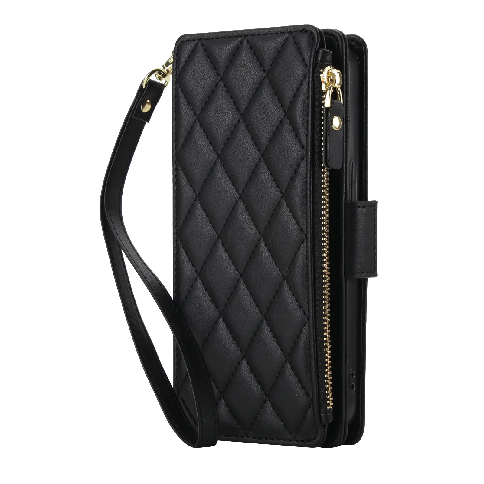 Trendy Quilted RFID Blocking Wallet Phone Case for SAMSUNG S/A Series,Women Luxury Crossbody Purse Case,Detachable Shoulder & Wrist Strap,9 Card Slots Zipper Cash Pocket,Multi-Angle Kickstand,Magnetic Flip Leather Folio Cover,For Daily Travel Dating