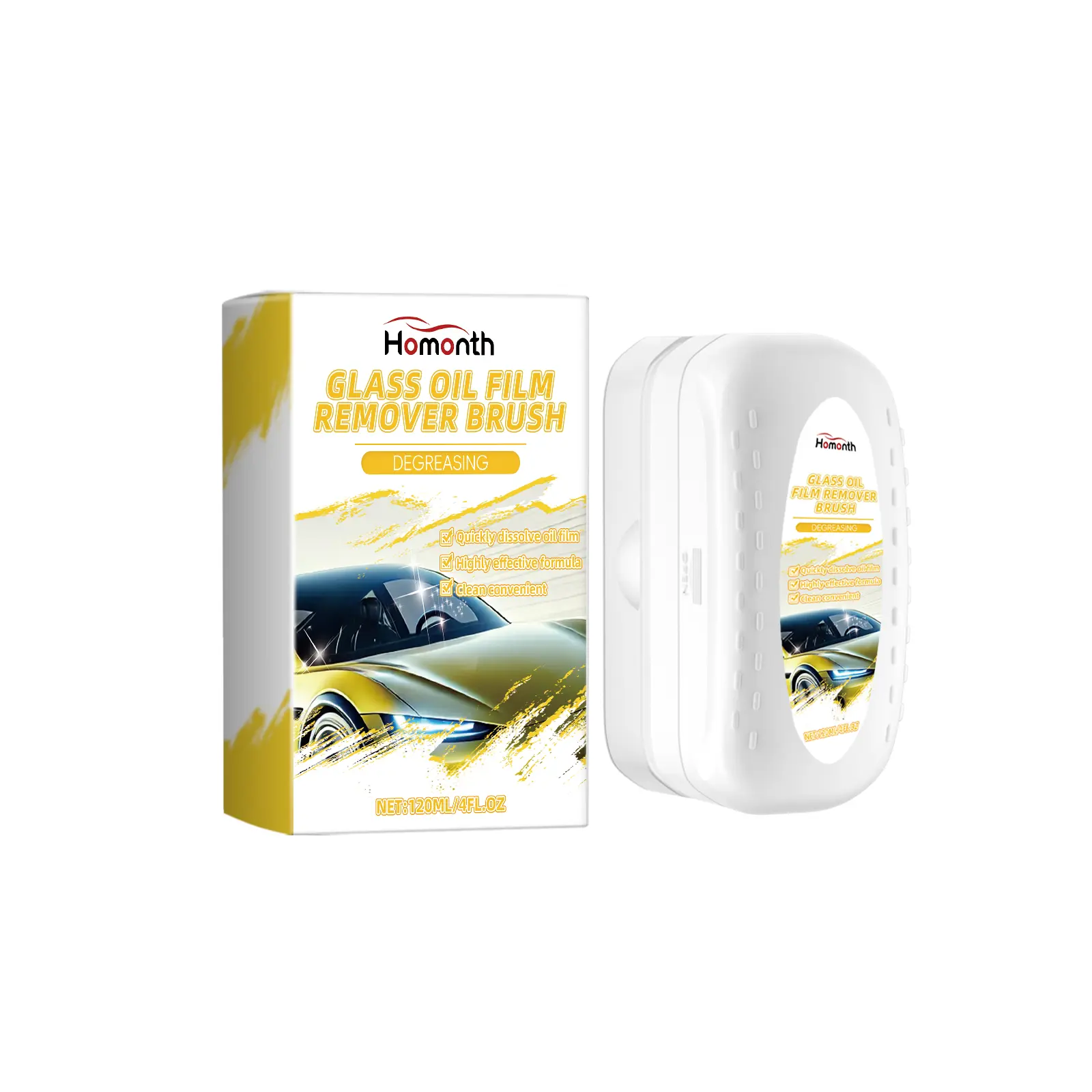Homonth Car Glass Degreaser Car Glass Degreaser Stain Removal Waterproof Car Window Rainproof Cleaning Brush oil  glass  car