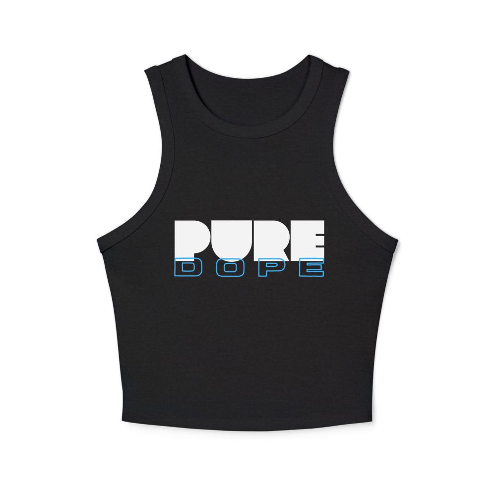 Pure Dope Micro-Rib Racer Tank | Women’s Fitted Crop Tank Top | Sporty Lifestyle & Streetwear
